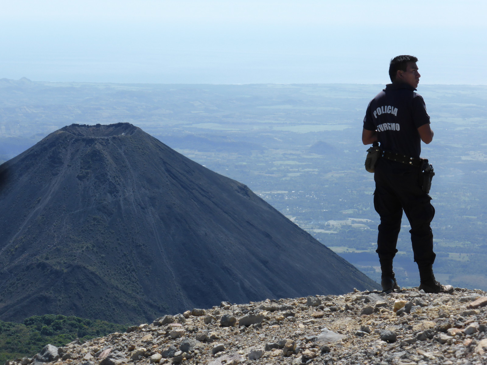 Our police guide on top of Santa Ana, with Izalco in the background