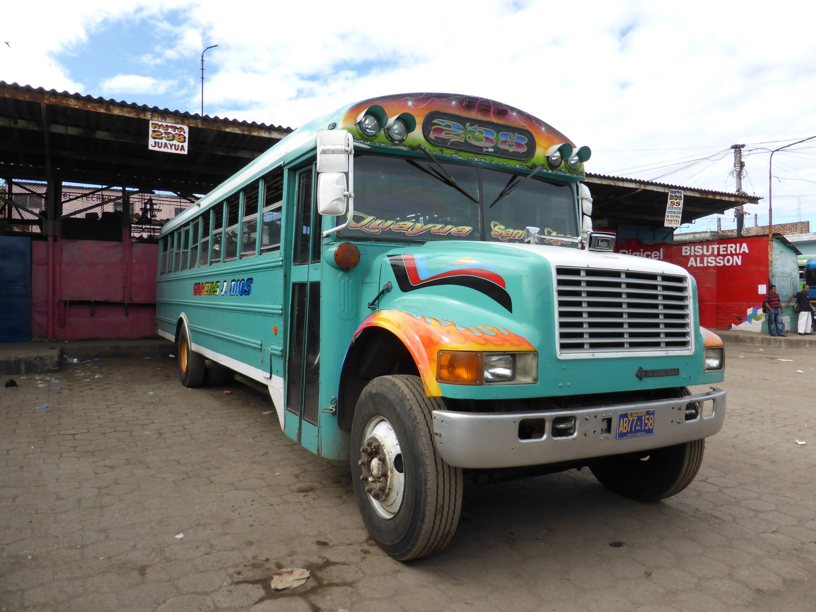 The first of four chicken buses we took on the Ruta de las Flores