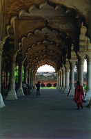 A series of symmetrical arches at Agra Fort