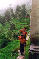 Two children saluting