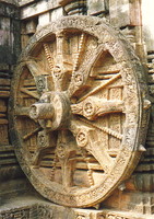 One of the wheels of the chariot-shaped temple