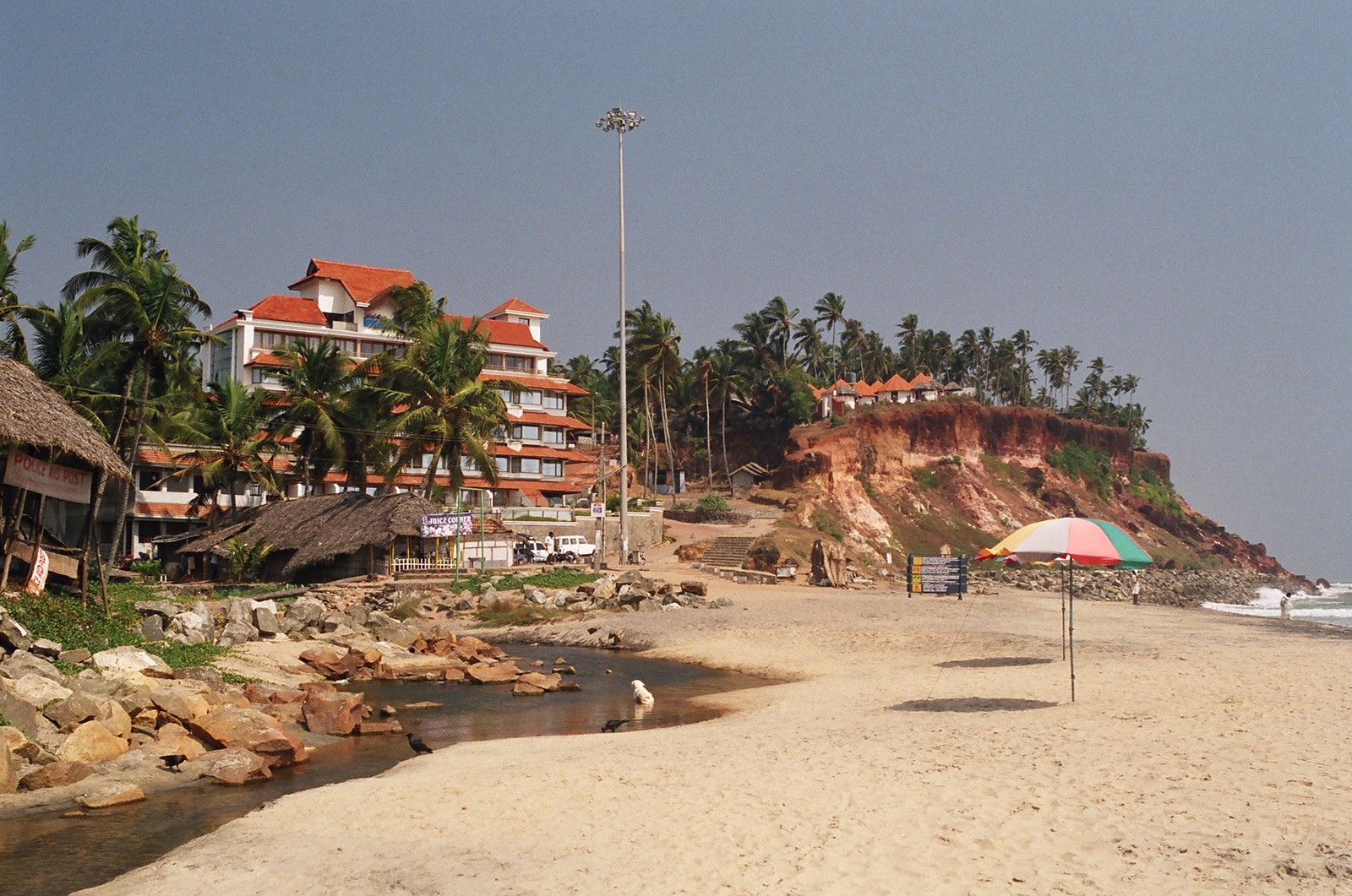 The southern end of the beach at Varkala
