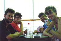 Jos&eacute;, Gabi, Peter and Mark on the ferry to Sulawesi