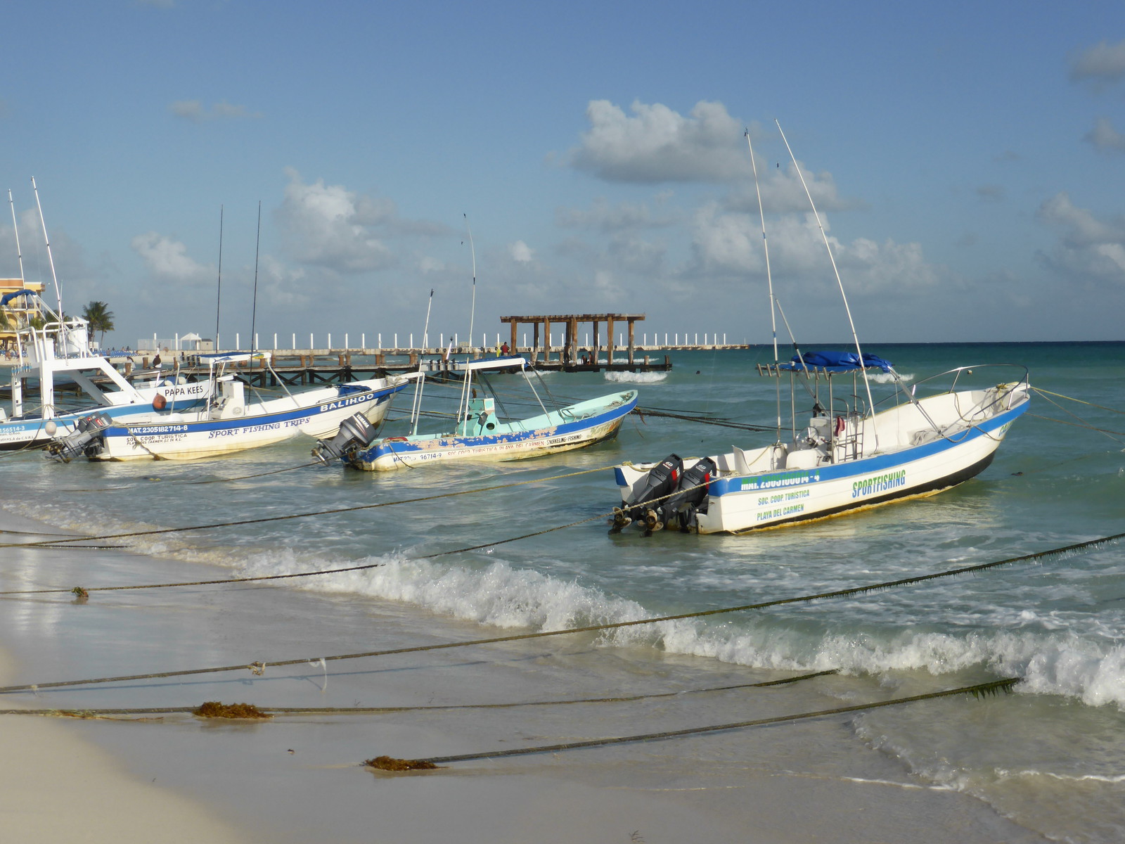 Boats on the beach in Playa del Carmen