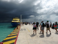 The ferry to Cozumel, with storm clouds gathering