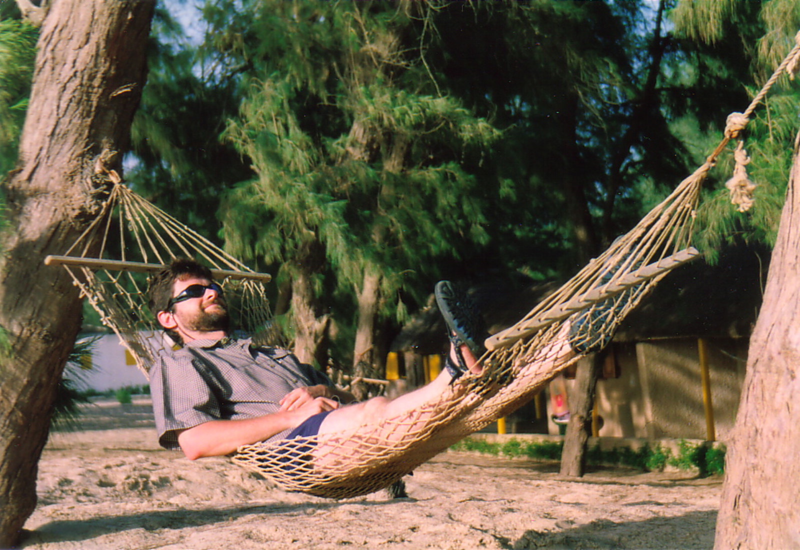 Mark relaxing in a hammock in St-Louis