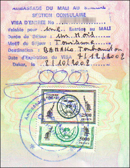 Malian one-month tourist visa