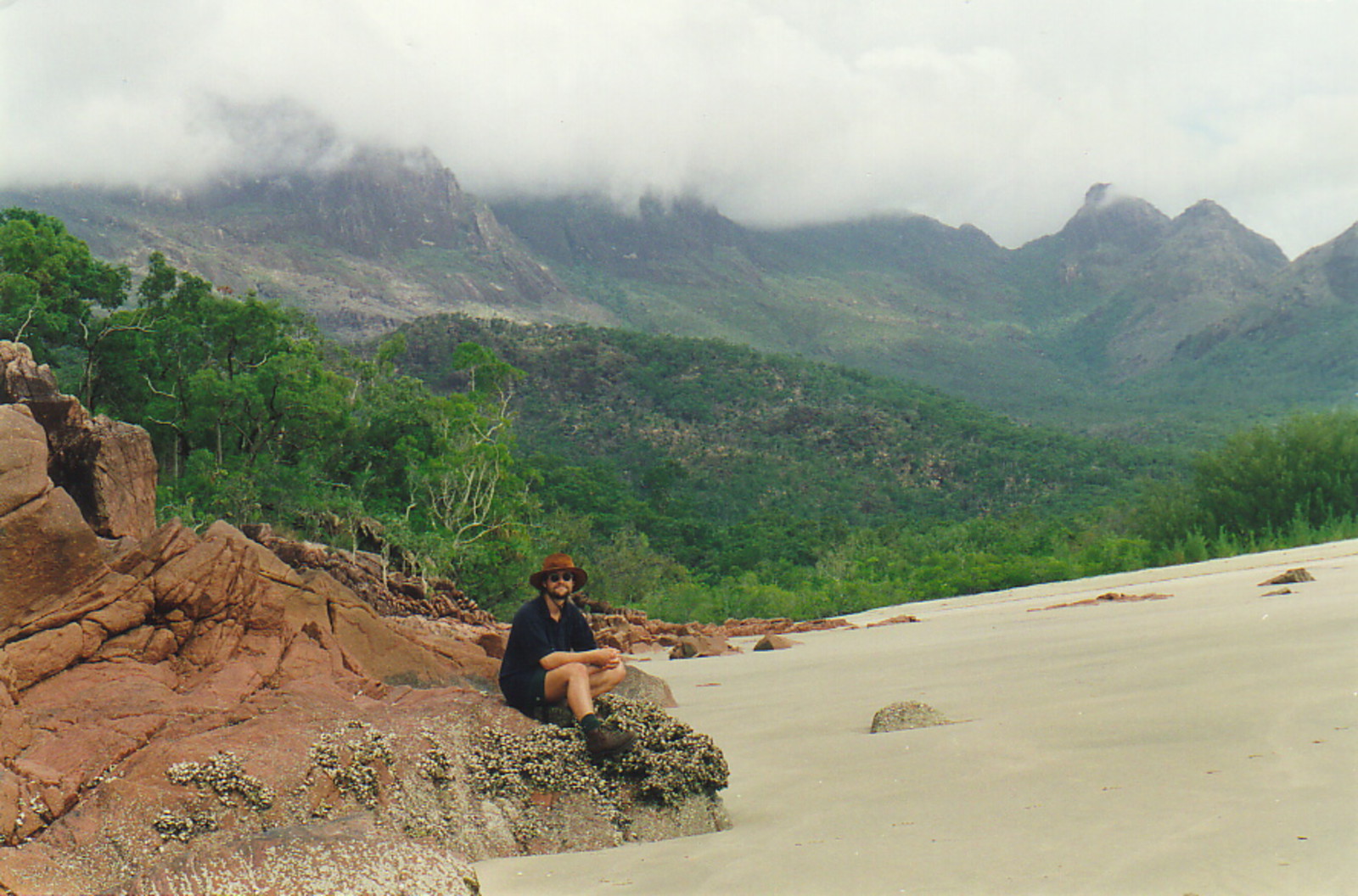 Mark resting on the beach at Little Ramsay Bay