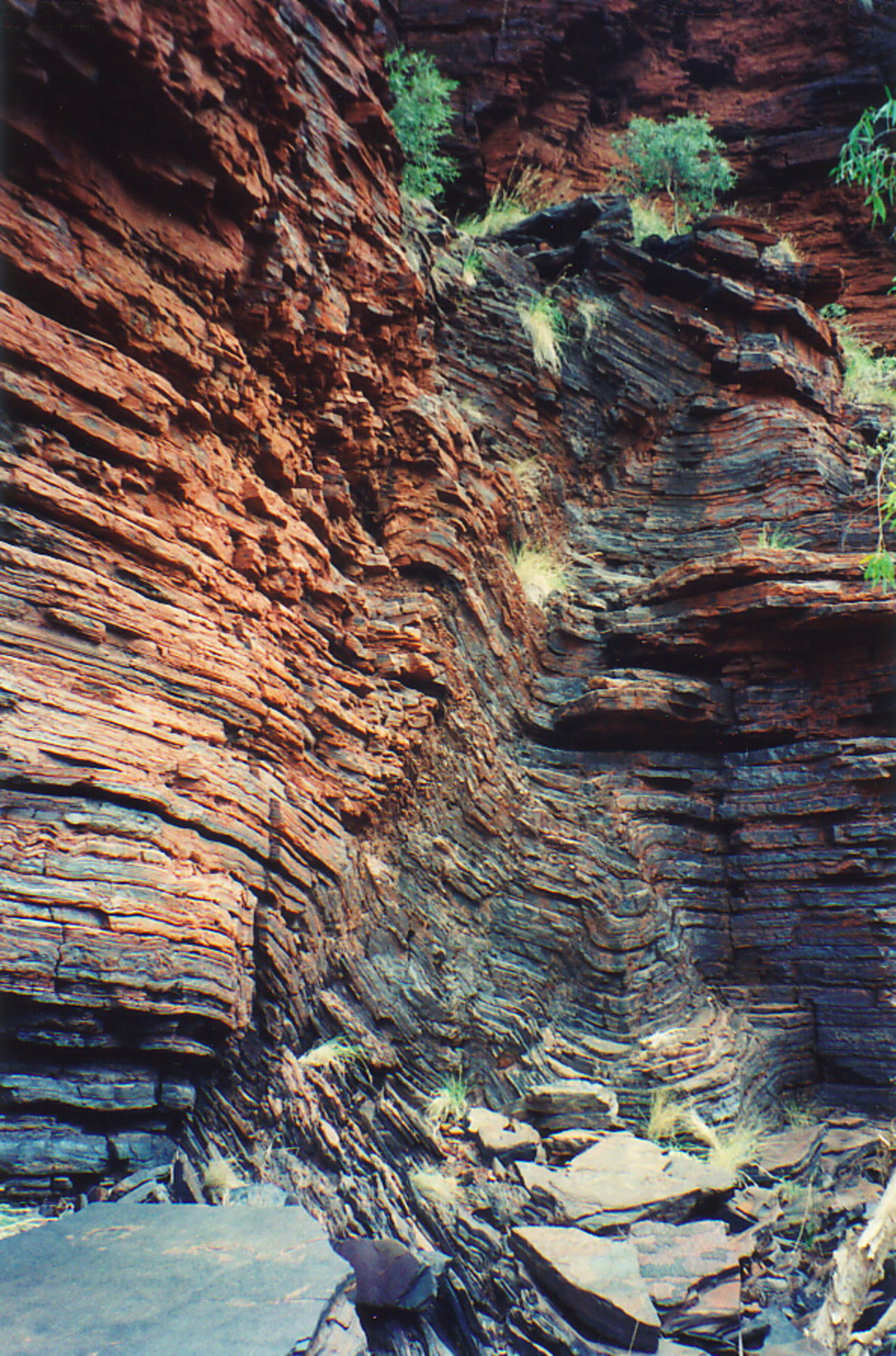 Buckled rock in one of Karijini's gorges