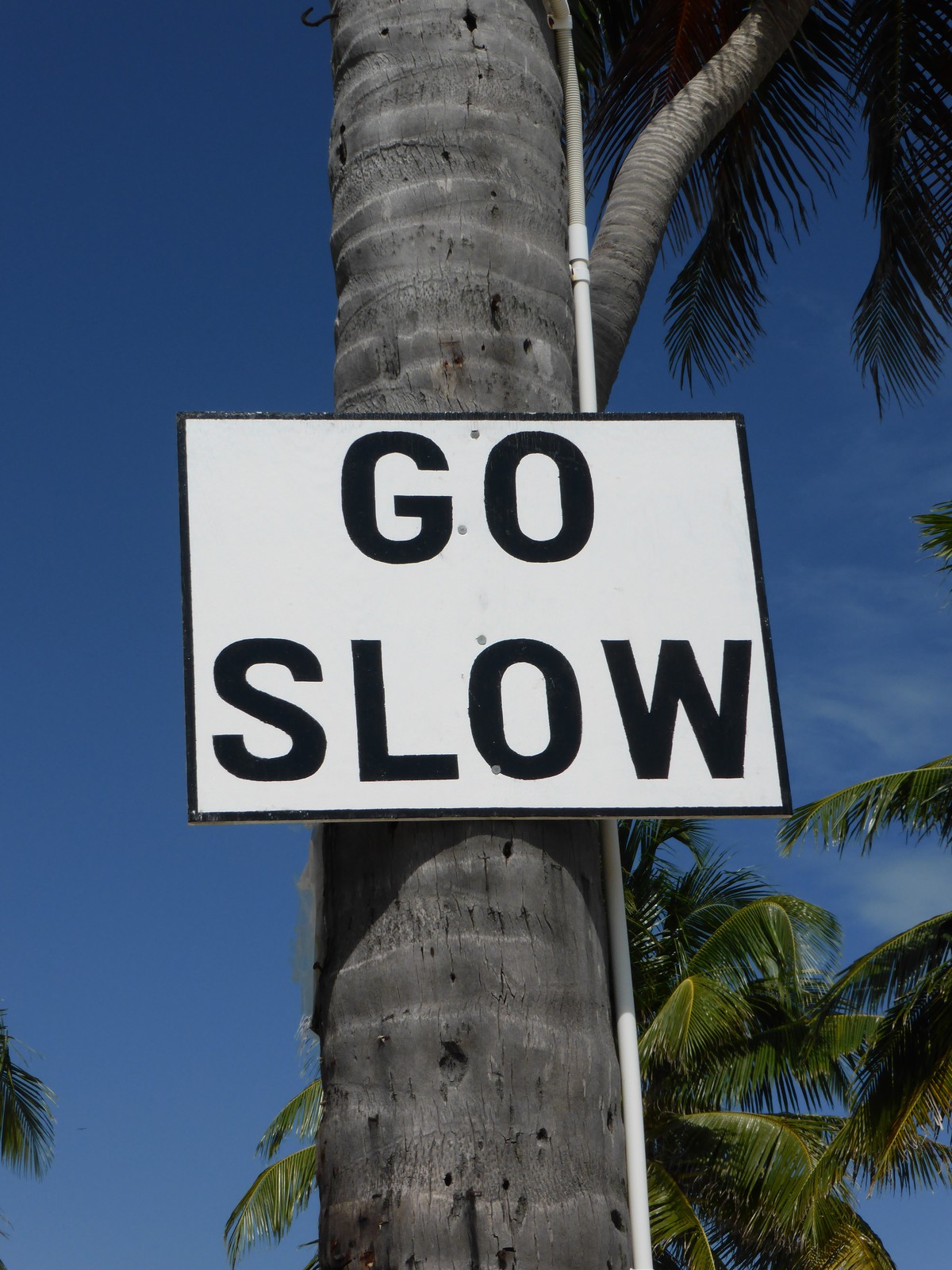 A 'go slow' sign in Caye Caulker
