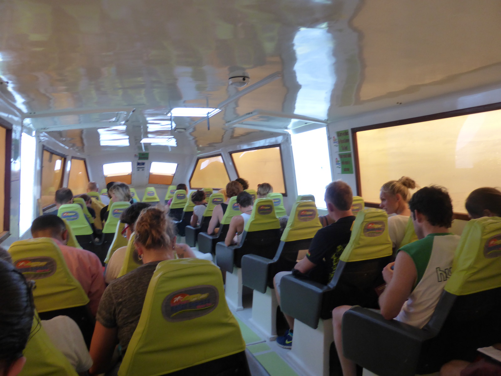 Inside the passenger cabin of the San Pedro Belize Express