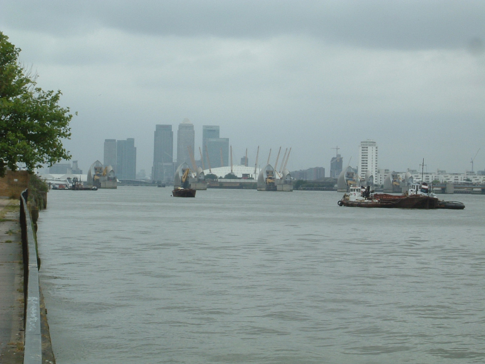 The River Thames, the Thames Barrier and Canary Wharf