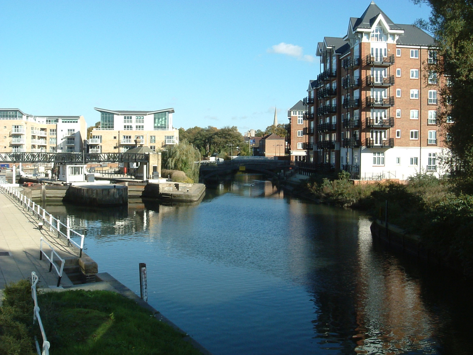 The Grand Union Canal (left) meets the River Brent (right) in Brentford