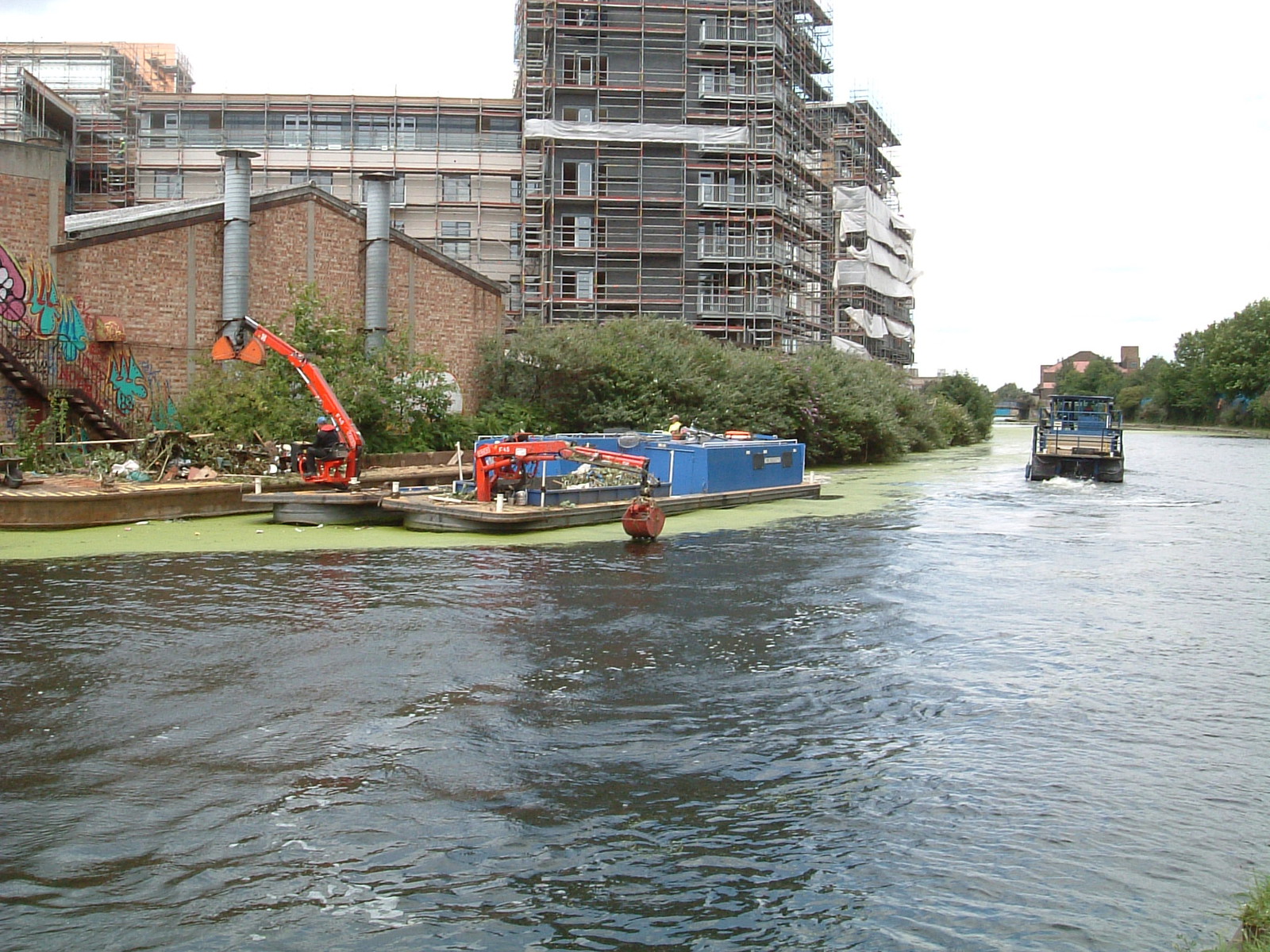 Canal-cleaning boats in Hackney Wick