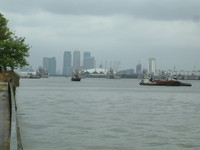 The River Thames, the Thames Barrier and Canary Wharf