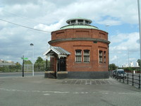 The entrance to the Woolwich foot tunnel on the north bank