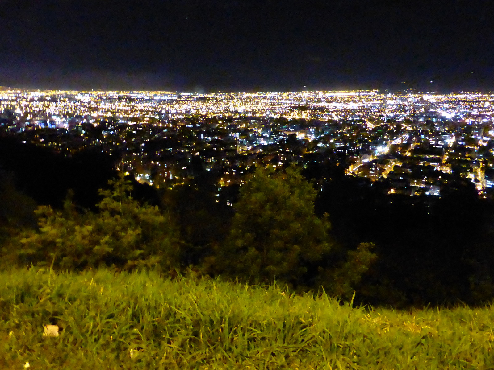 The night view over the city from the road to La Calera
