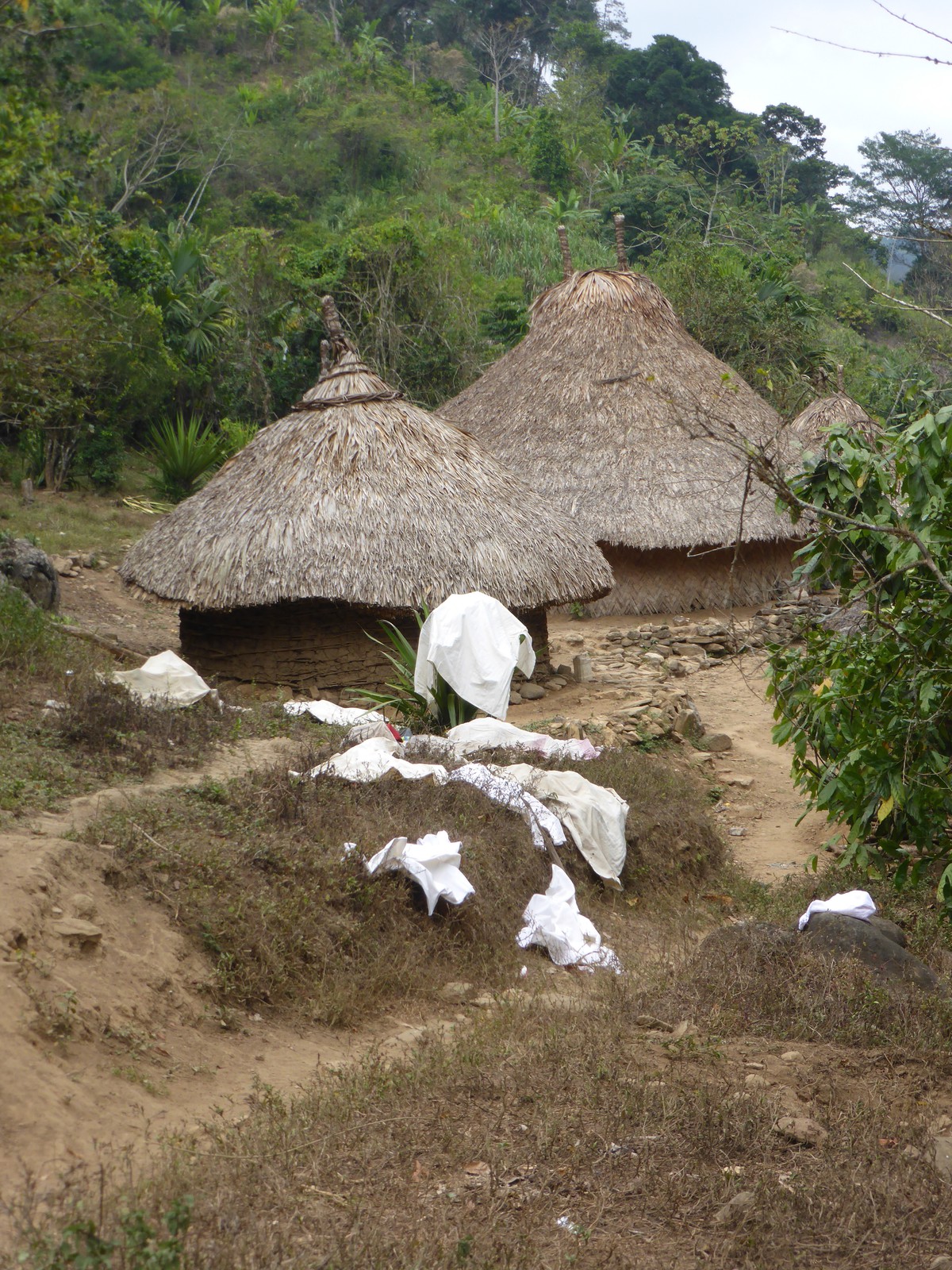 White cotton clothes drying in the Kogi village of Mutanzhi