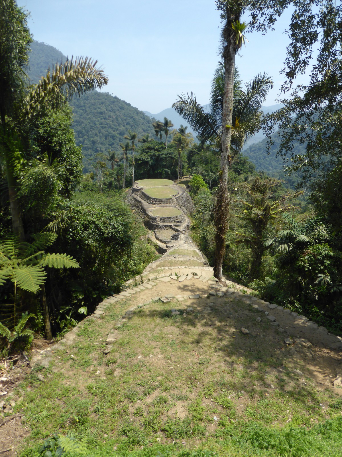 Looking back down the sequence of platforms from the top