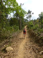 Peta on the first section of the trek