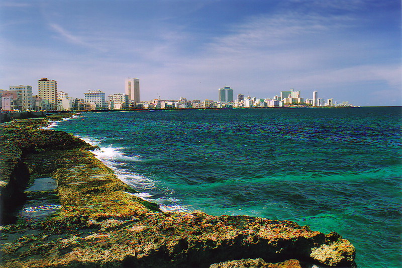 The view west along the Malecón, Havana