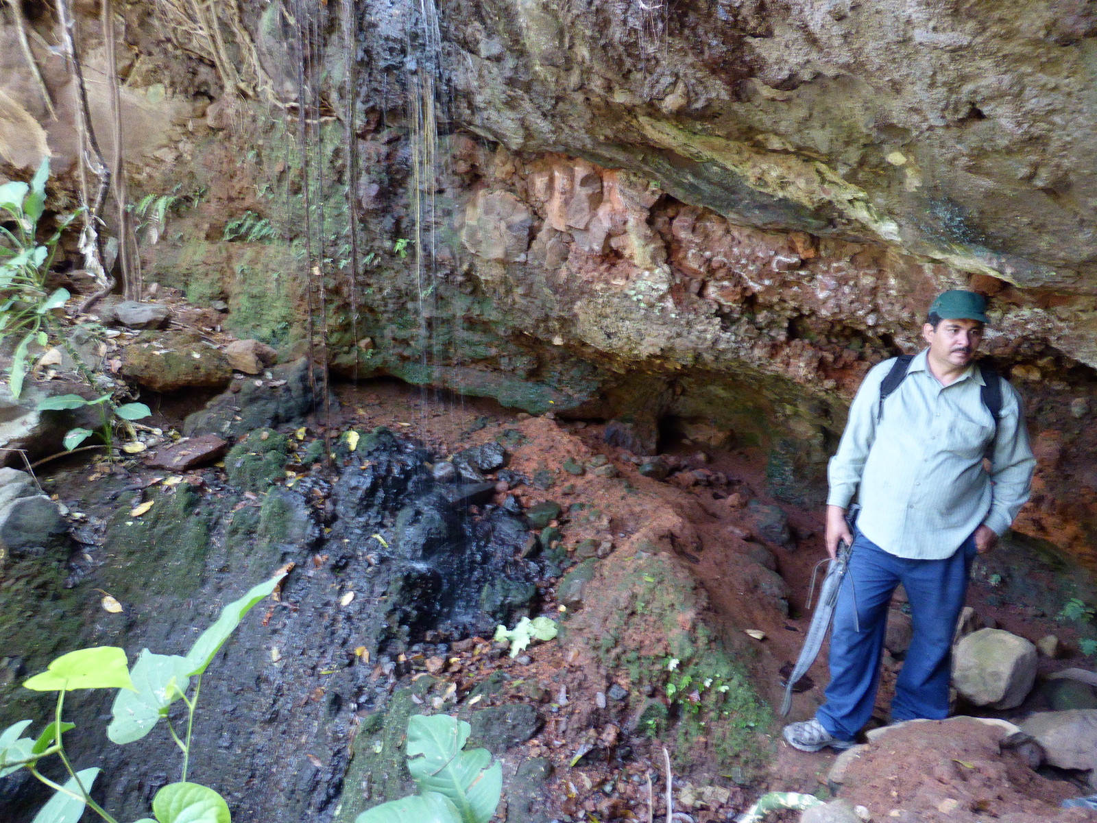 Nelson in the waterfall where the women and children hid