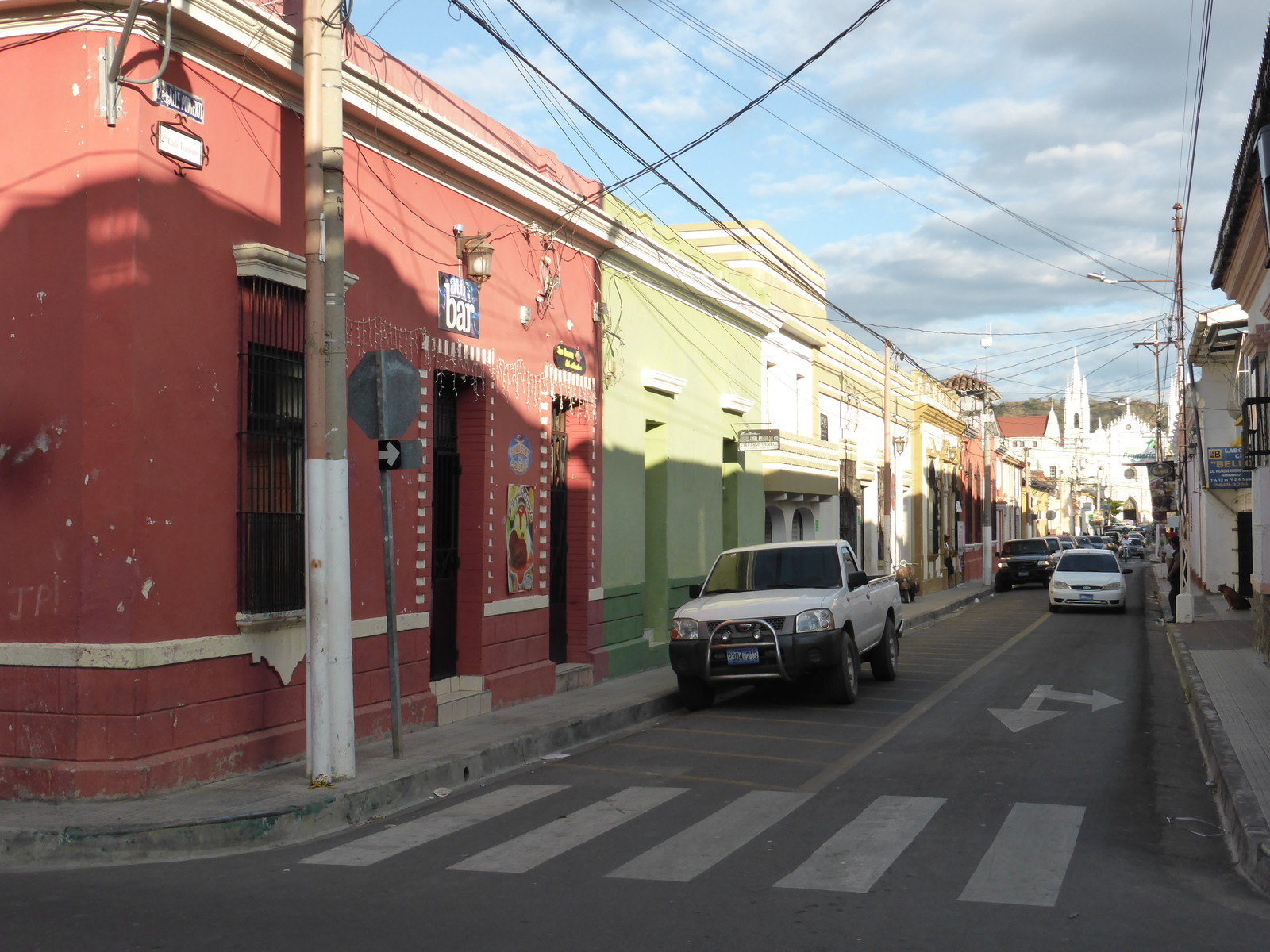 Pretty coloured buildings in the backstreets of Santa Ana