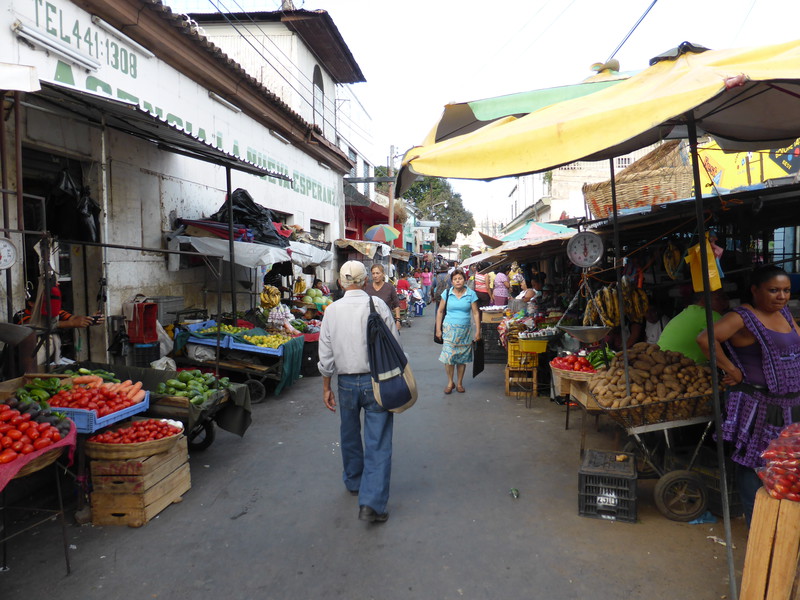 The streets round the market in Santa Ana are full of stalls