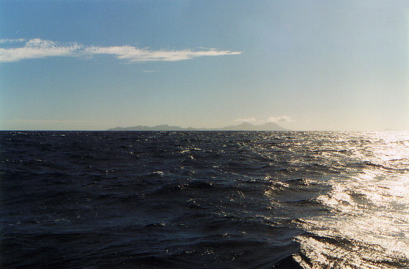 A distant island in the ocean