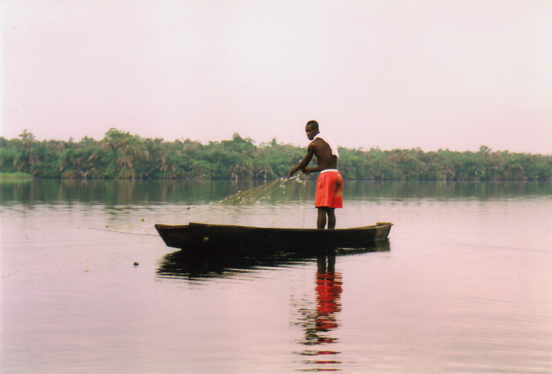 A man fishing on the Amansuri Lagoon
