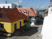 The pretty cobbled streets of Flores are very colourful