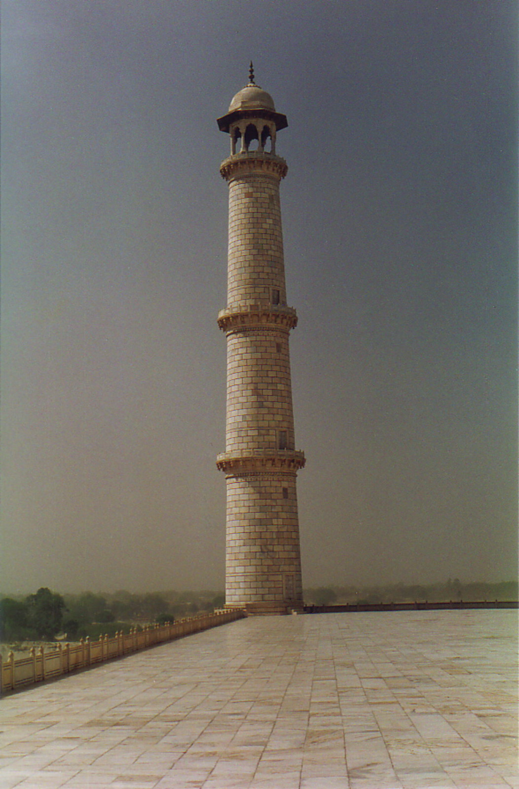 One of the four towers surrounding the Taj