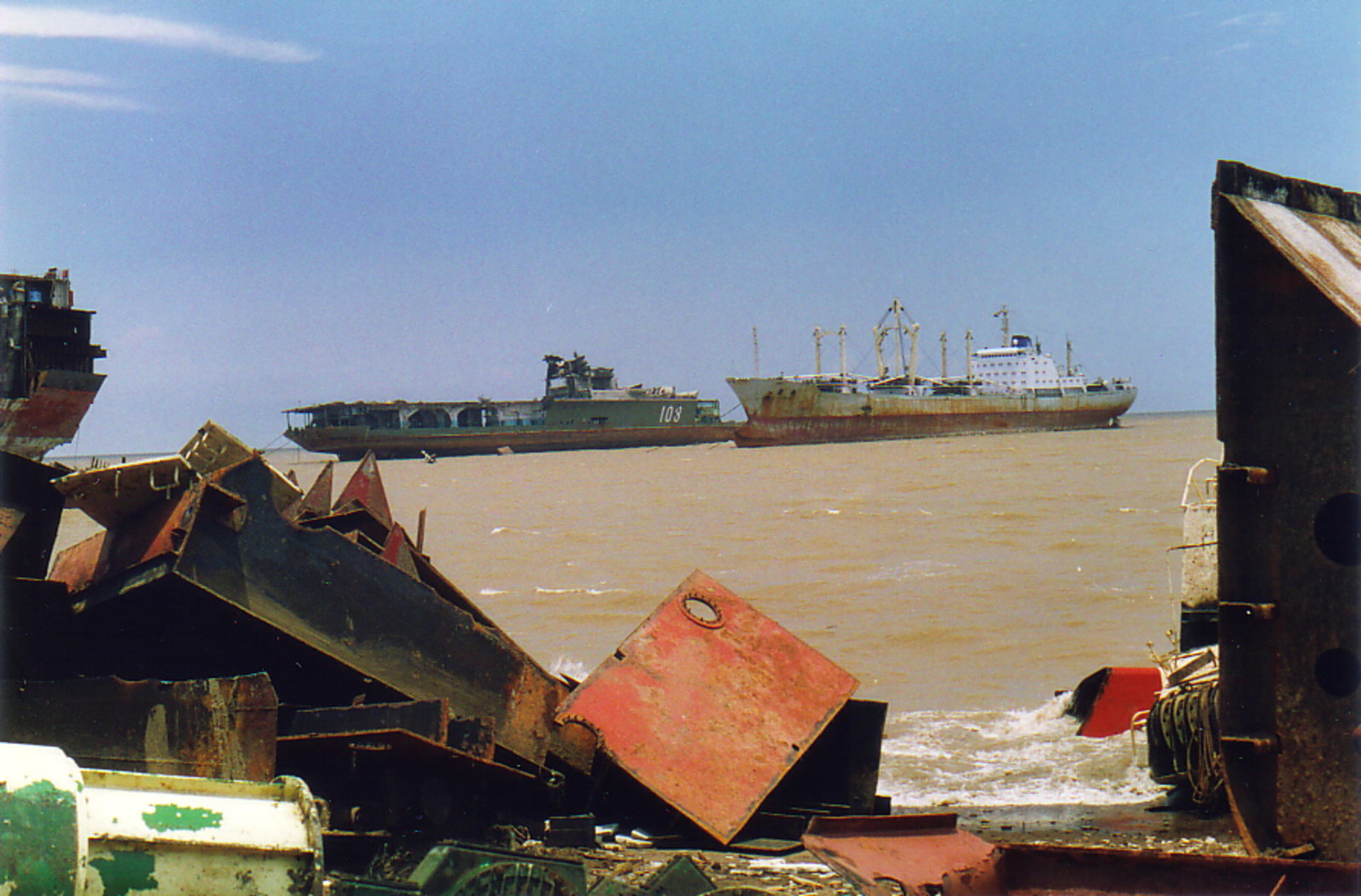 Two ships anchored off the Alang coast