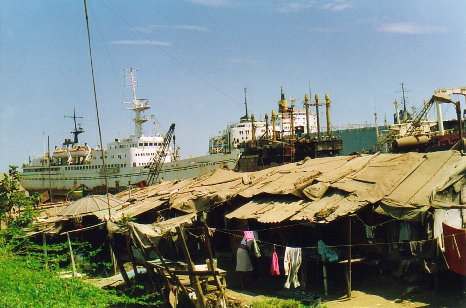 Houses next to a shipyard