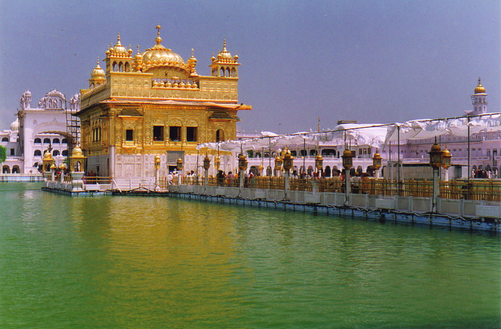 The marble walkway leading to the Hari Mandir