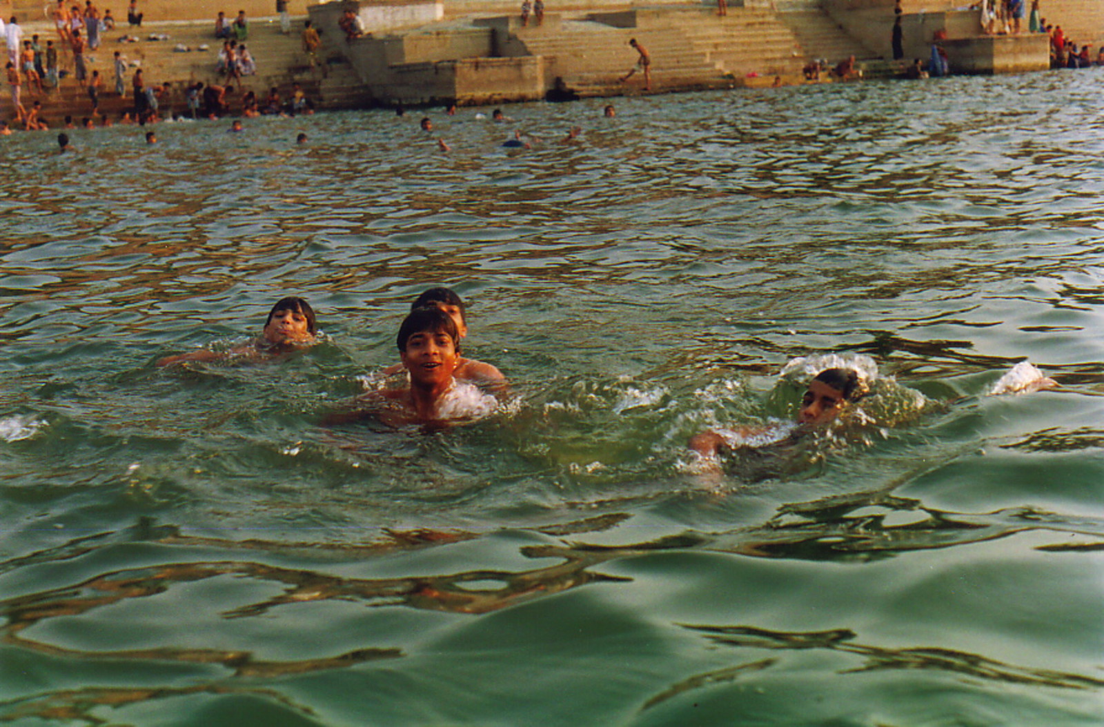 Boys swimming in the Ganges in Varanasi
