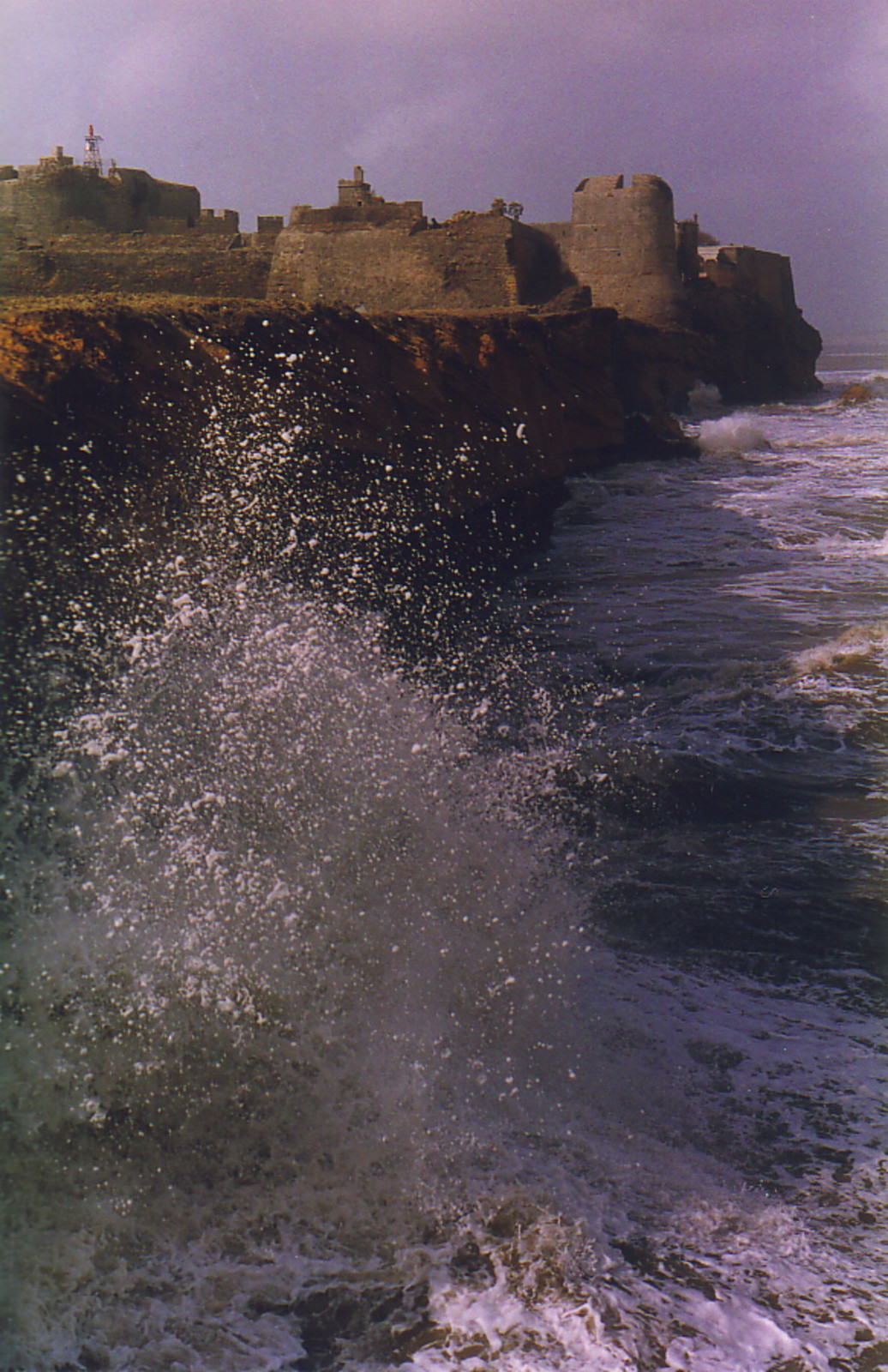 The Arabian Sea battering the old fortress at Diu