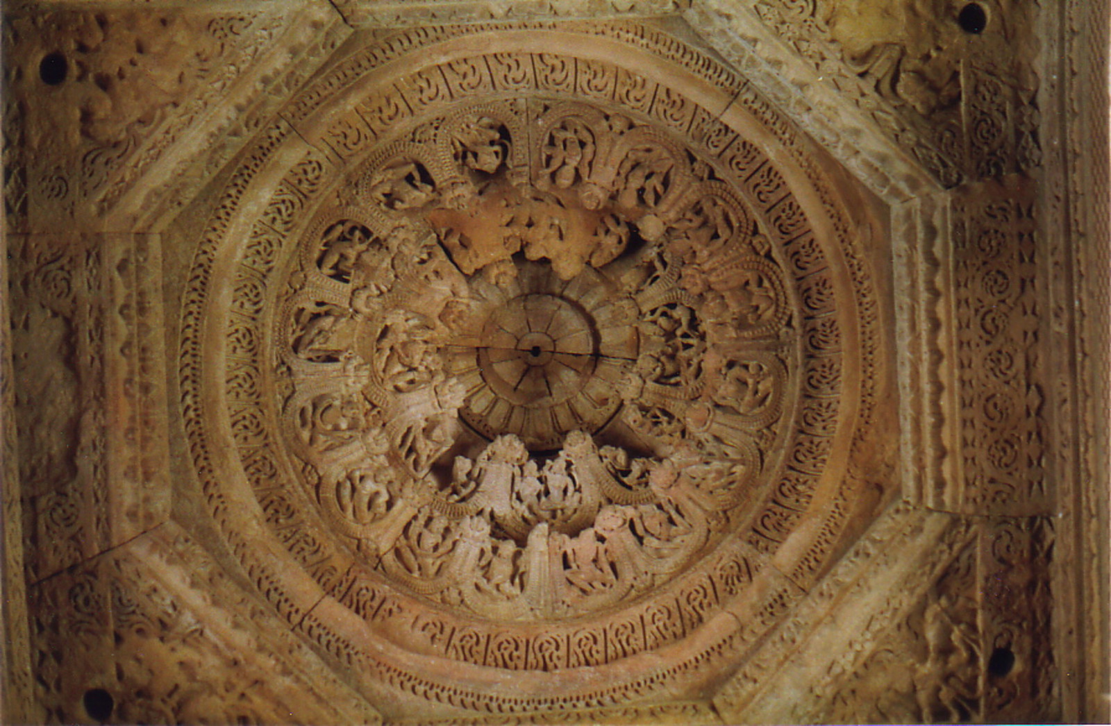 Intricate roof carvings in the Hindu Sasbahu Temples