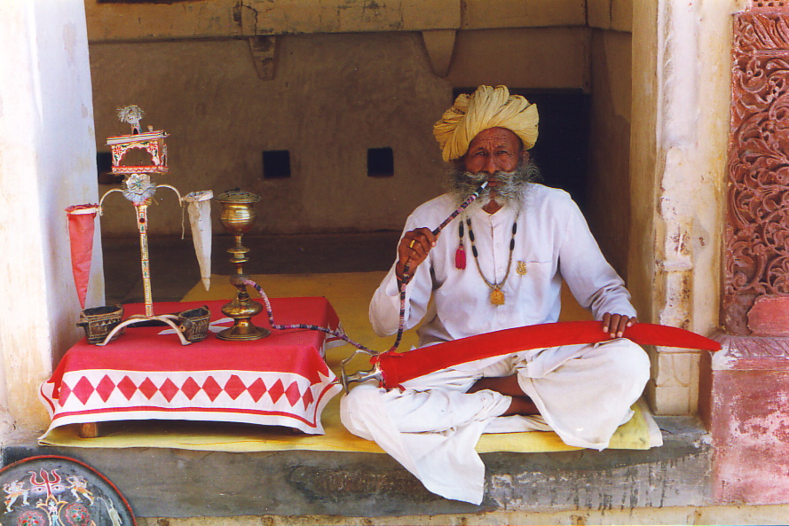 A man using a hookah