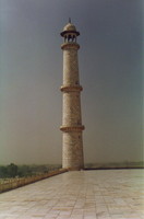 One of the four towers surrounding the Taj
