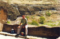 Ian in front of the caves at Ajanta