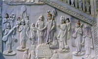 A marble frieze in Sri Venkateshwara Temple in Hyderabad
