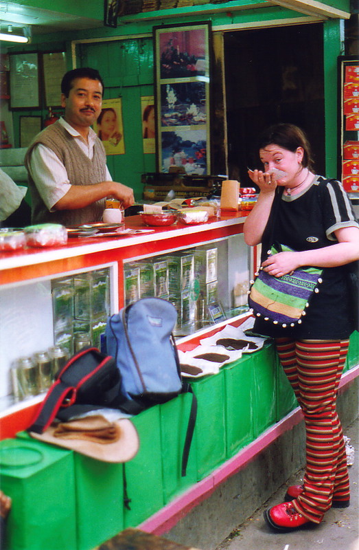 Martina sniffing tea