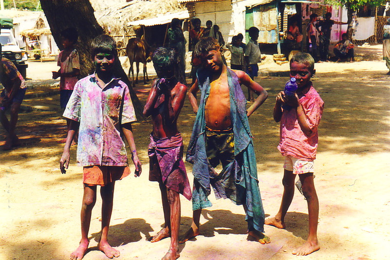Boys in Hampi at Holi
