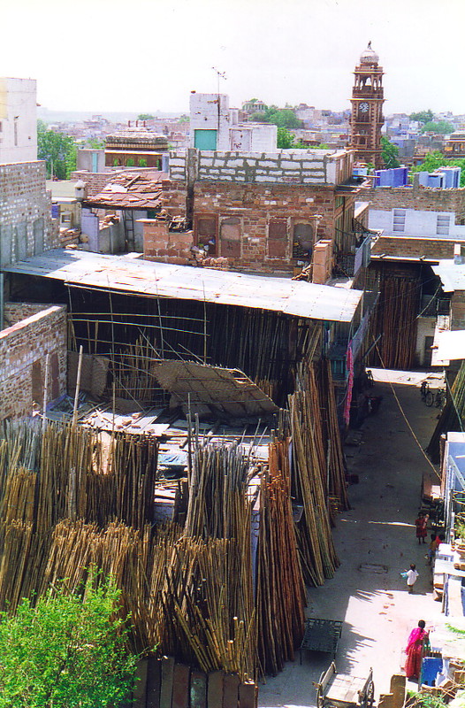 A backstreet scaffolding yard in Jodhpur