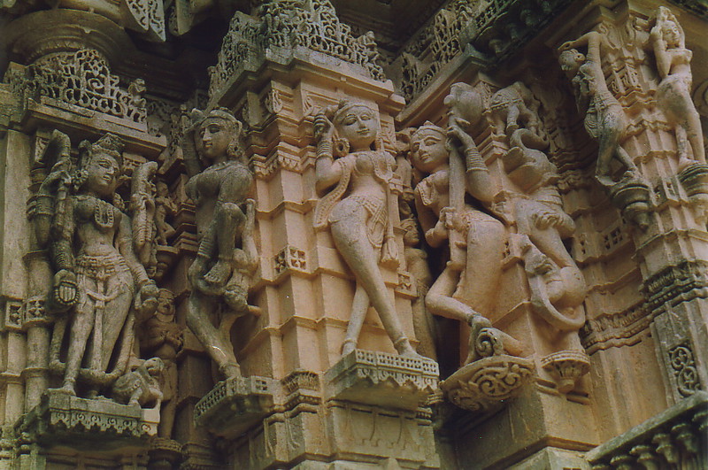 Carved figures on a temple wall