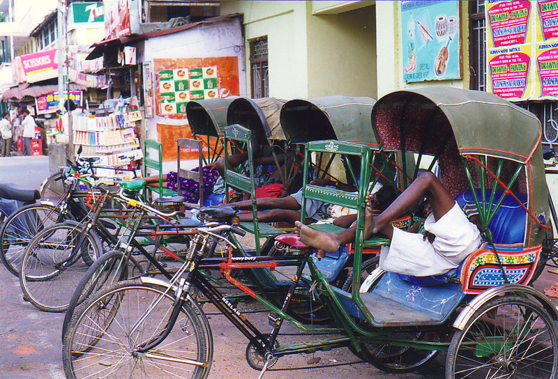 Sleeping rickshaw drivers