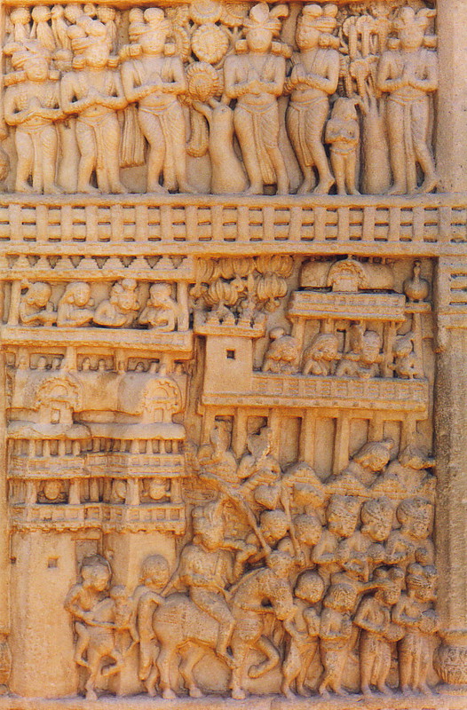 Detailed carvings on the gates of Sanchi