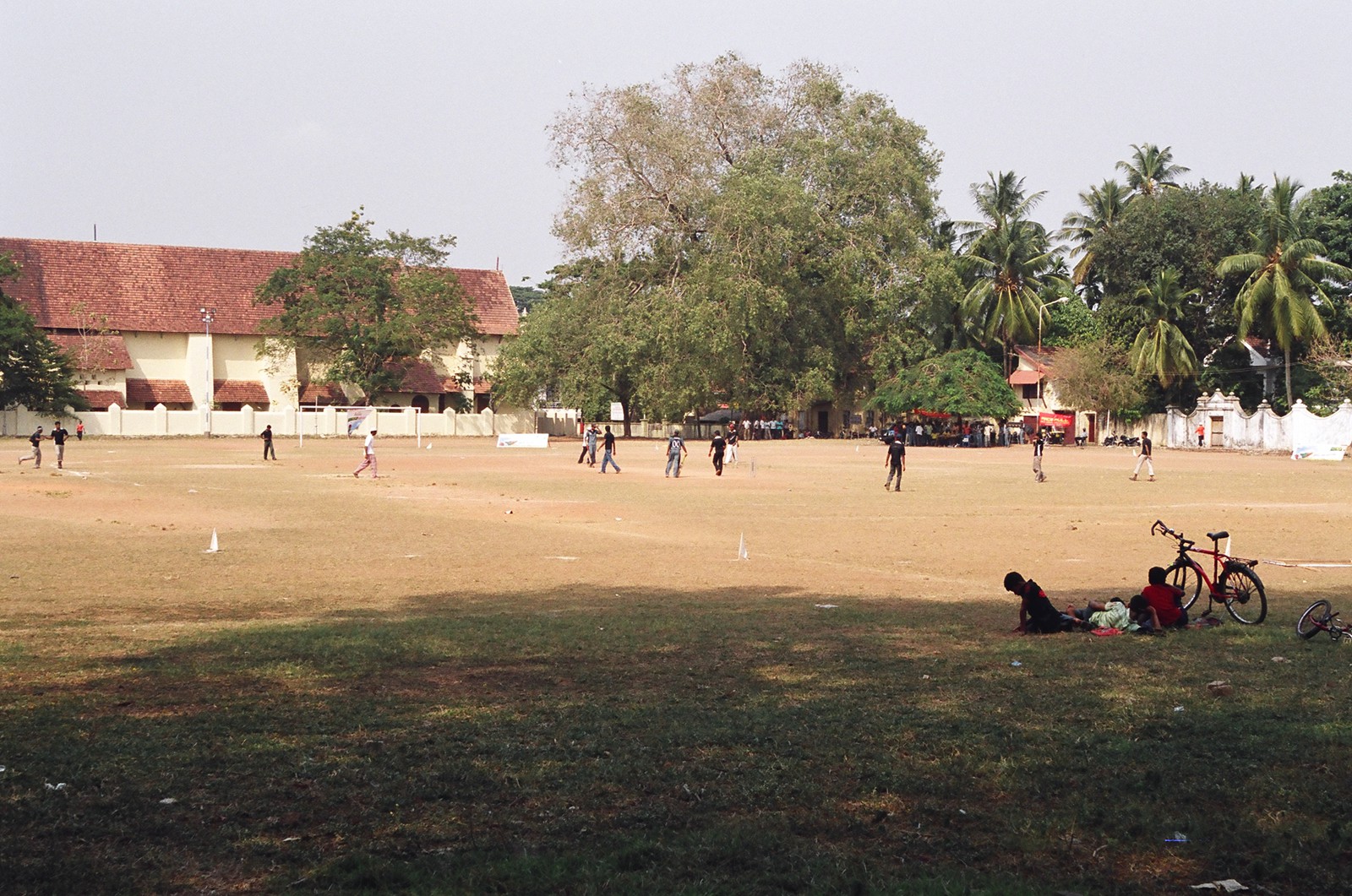 Cricket on the green in front of St Francis' Church