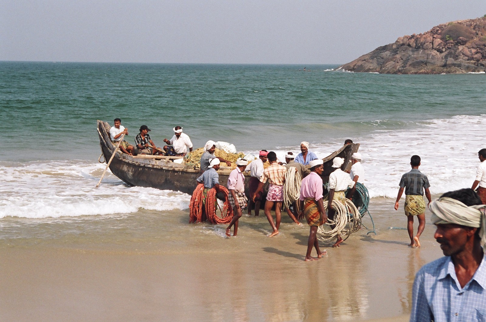 Fishermen loading up their boat